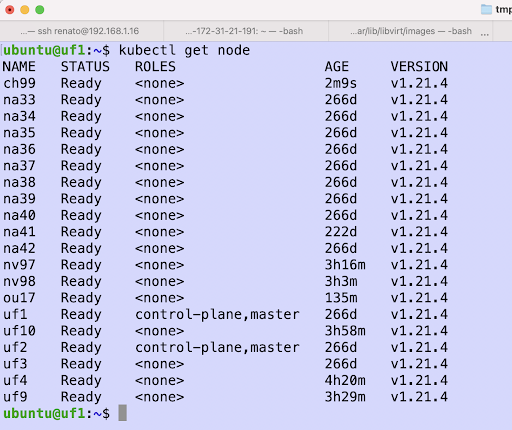 A snapshot of kubernetes running unmodified across all nodes