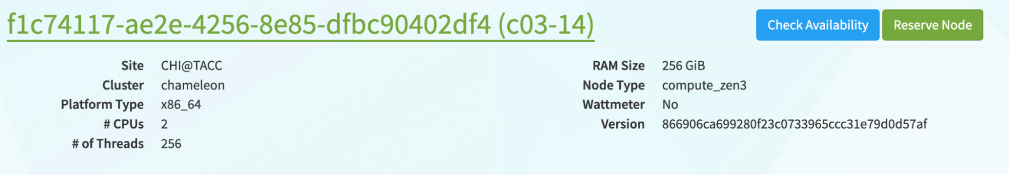Check availability and reserve node buttons